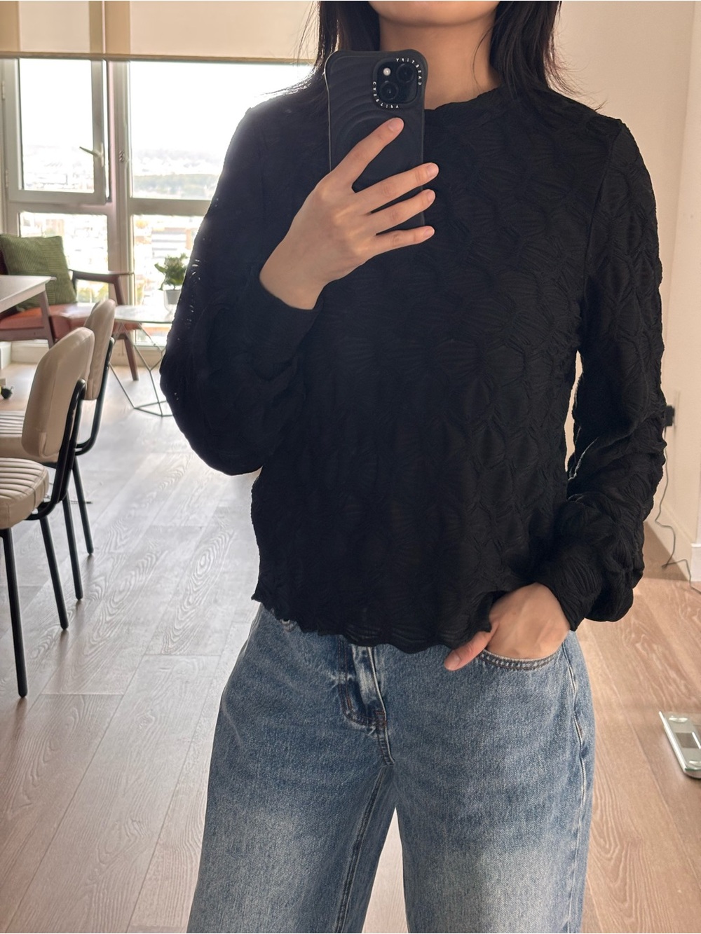 Y.A.S textured semi-high neck long sleeve top - Size S